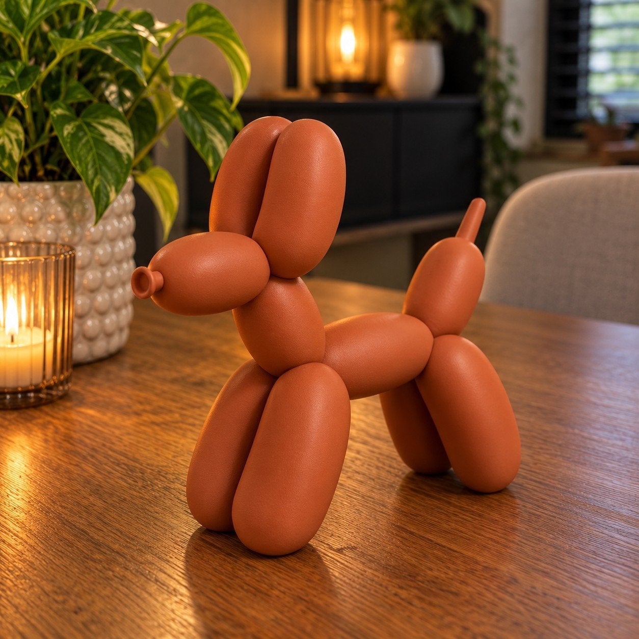 GSArt Decoratief Beeld Ballon Hond - 25cm Mat Terracotta, Ophalen of Verzenden, Nieuw, Kunststof