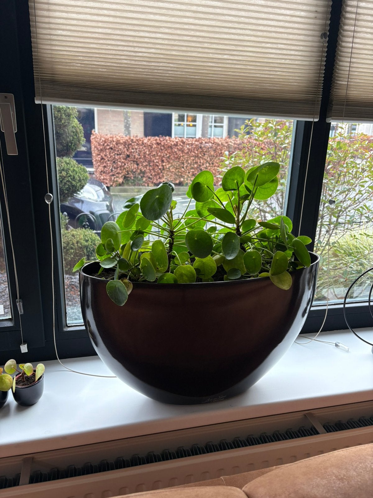 Twee zwarte bloembakken H35 D60, Tuin en Terras, Bloembakken en Plantenbakken, Ophalen, Kunststof, Minder dan 30 cm, Rond