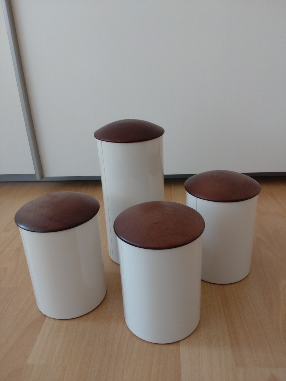 Brabantia voorraadbussen - Set van 4 met houten deksels, Huis en Inrichting, Ophalen of Verzenden, Zo goed als nieuw, Brabantia