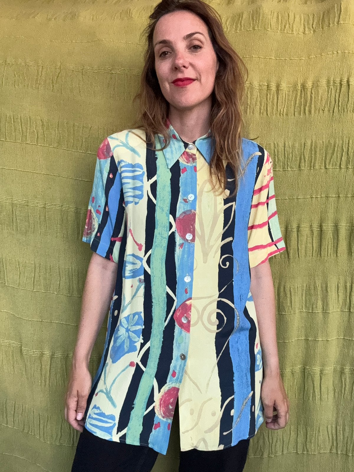 Vintage jaren 90 blouse / shirt - Gerry Weber - 40/L, Kleding | Dames, Blouses en Tunieken, Maat 38/40 (M), Hgv, Blauw, Hgv