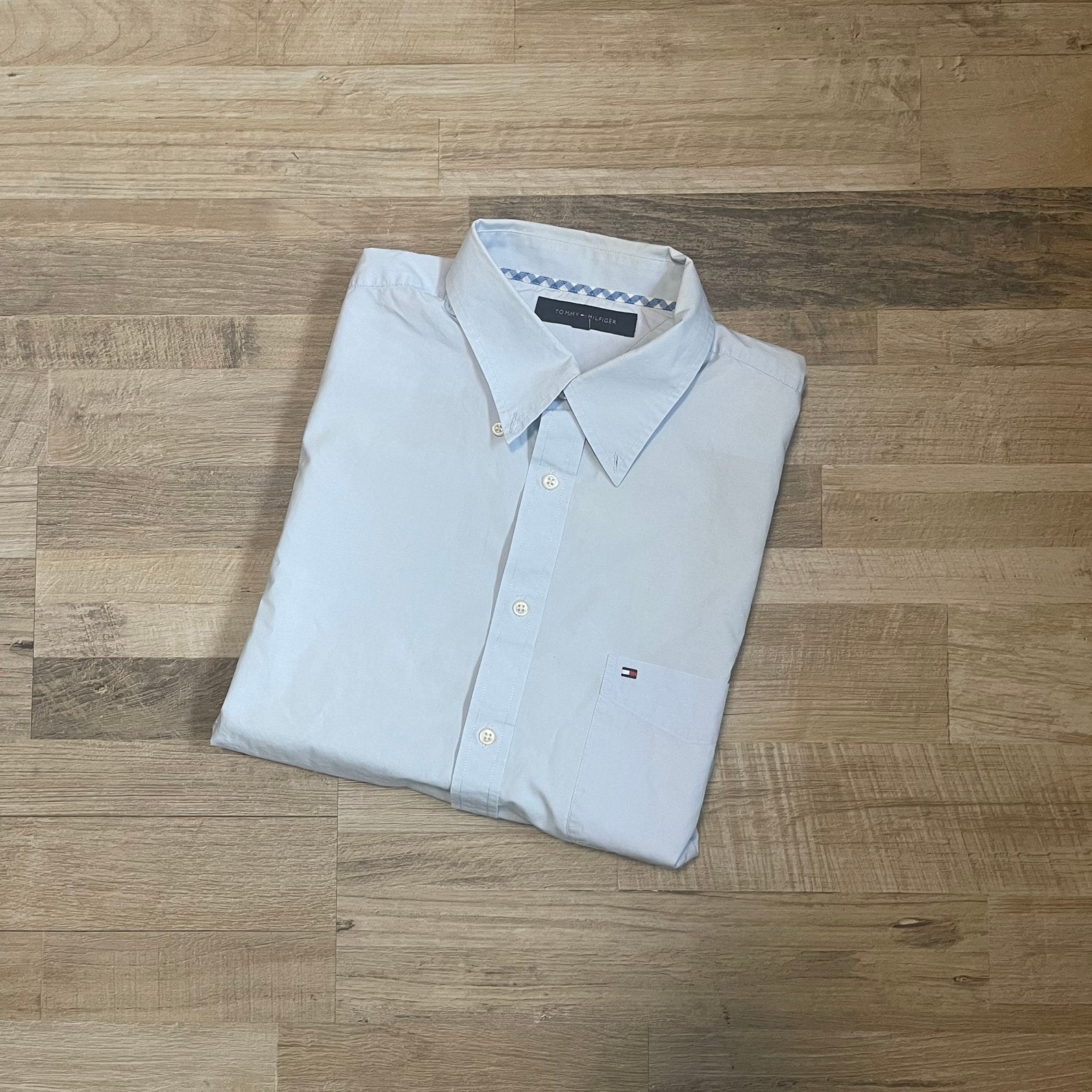 Tommy Hilfiger overhemd heren lichtblauw - maat XL, Kleding | Heren, Overhemden, Verzenden, Gedragen, Blauw, Halswijdte 43/44 (XL)