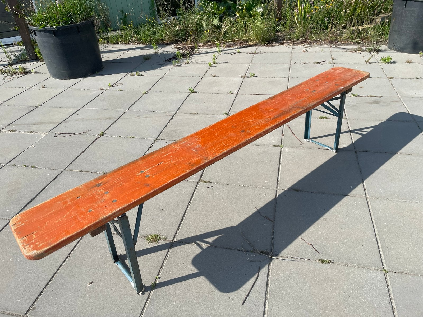 Bierbanken vintage - Set van 10 stuks, Tuin en Terras, Ophalen of Verzenden, Gebruikt, Hout