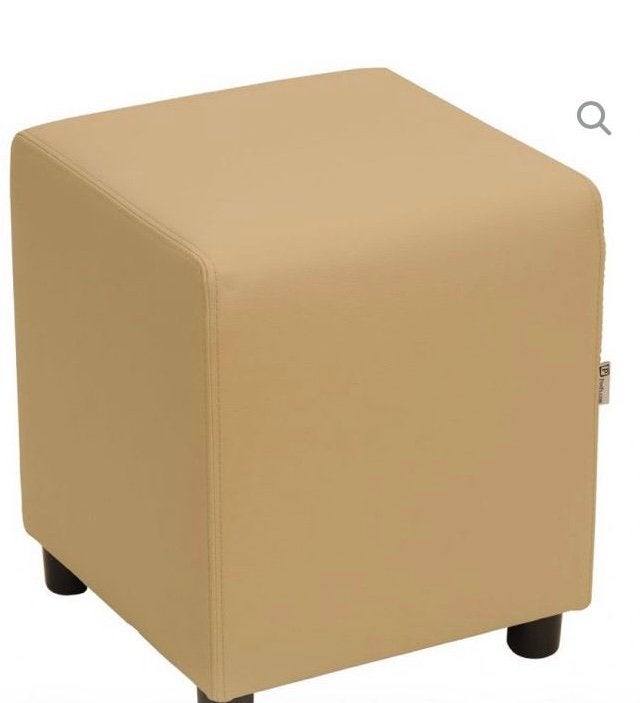 Poef beige 2 x, Ophalen, Zo goed als nieuw, Rond, Minder dan 50 cm