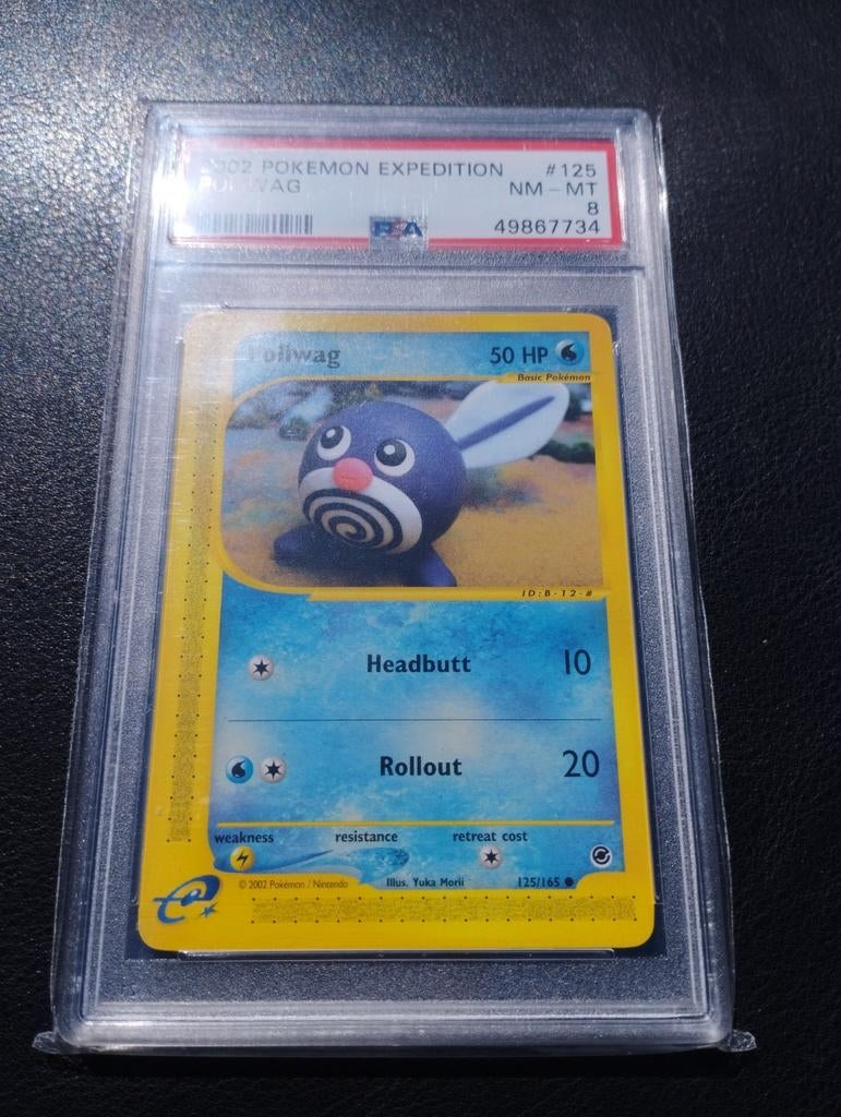 Poliwag Pokemon kaart Expedition base set PSA8 NM, Ophalen of Verzenden, Zo goed als nieuw
