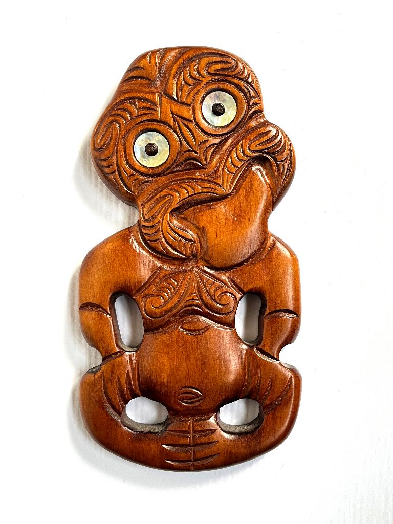 Maori Tiki Trophy New Zealand carved hardwood (tulip wood), Antiek en Kunst, Ophalen of Verzenden