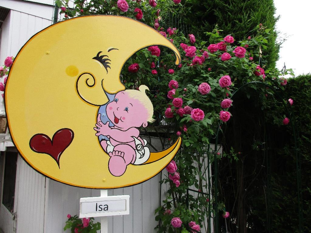 Geboorteborden / geboortebord meisje baby op maan, geen borg, Kinderen en Baby's, Kraamcadeaus en Geboorteborden, Ophalen, Nieuw