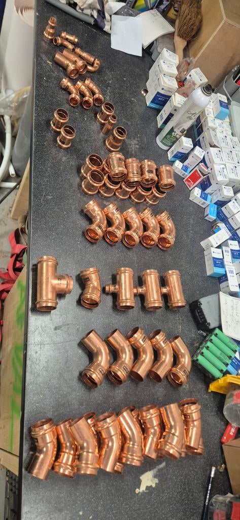 Viega Koper Perskoppelingen 35mm totaalprijs, Overige materialen, Bochten, Gebruikt, Minder dan 2 meter