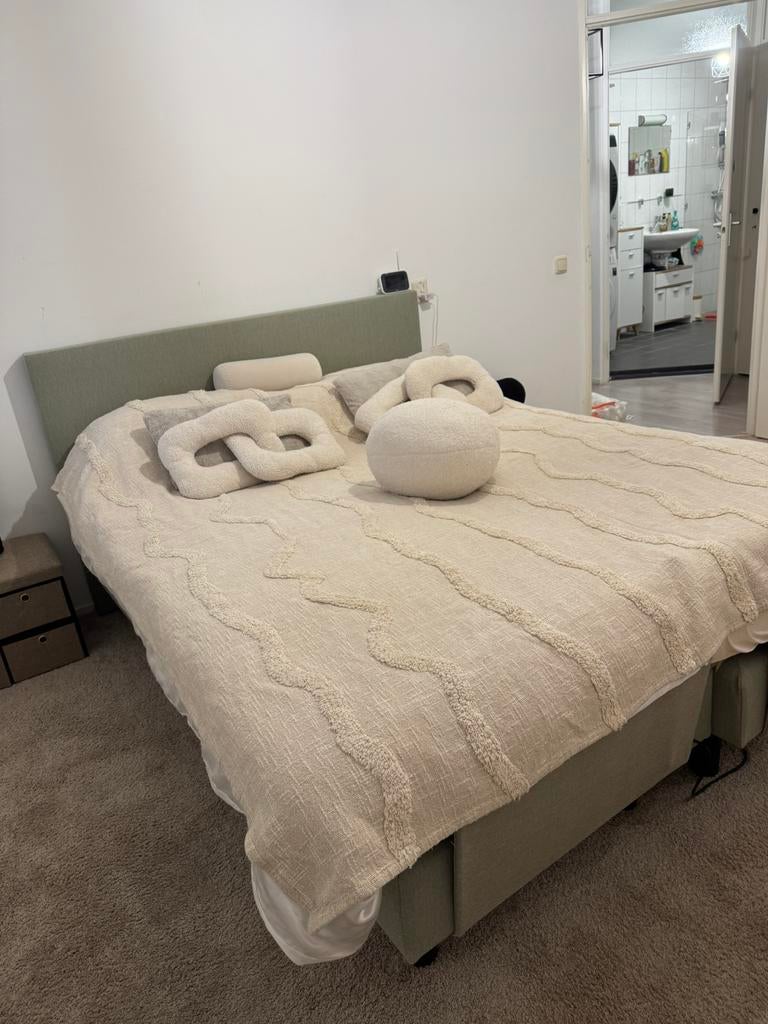 Boxspring 160x200, Ophalen, Tweepersoons, Zo goed als nieuw, 160 cm