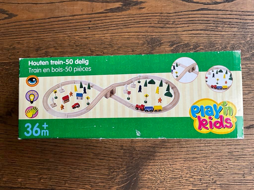 Play'n Kids houten trein - 50 Delig - nieuw in Doos, Kinderen en Baby's, Speelgoed | Houten speelgoed, Ophalen of Verzenden, Nieuw