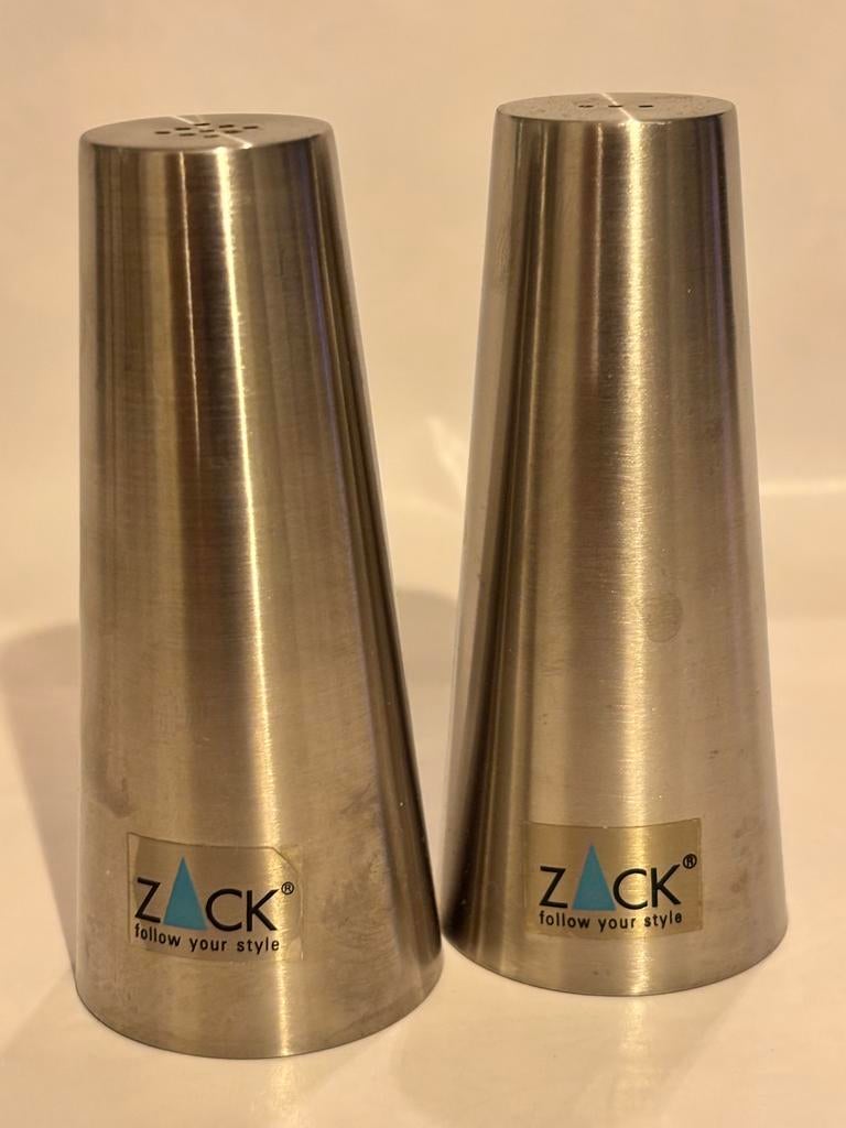 Zack Zout en Peper Set - Stijlvol Tafelaccessoire, Ophalen of Verzenden, Zo goed als nieuw, Rvs of Chroom, Los bestek