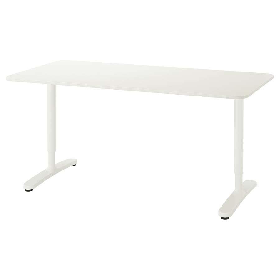 Wit verstelbaar bureau (IKEA Bekant), 160cm * 80cm, Ophalen, Gebruikt, In hoogte verstelbaar, IKEA