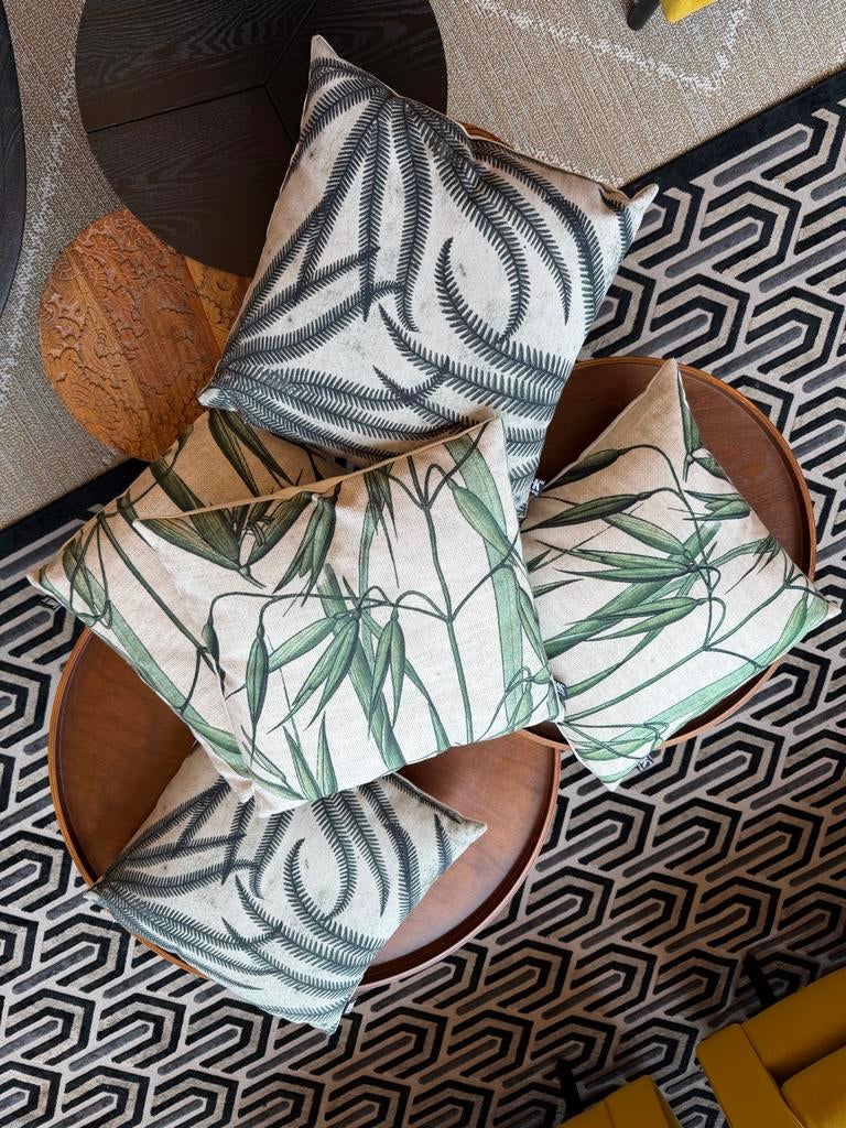 5x HK Living Kussen - Botanisch Design, Huis en Inrichting, Woonaccessoires | Kussens, Ophalen, Zo goed als nieuw, Groen, Vierkant
