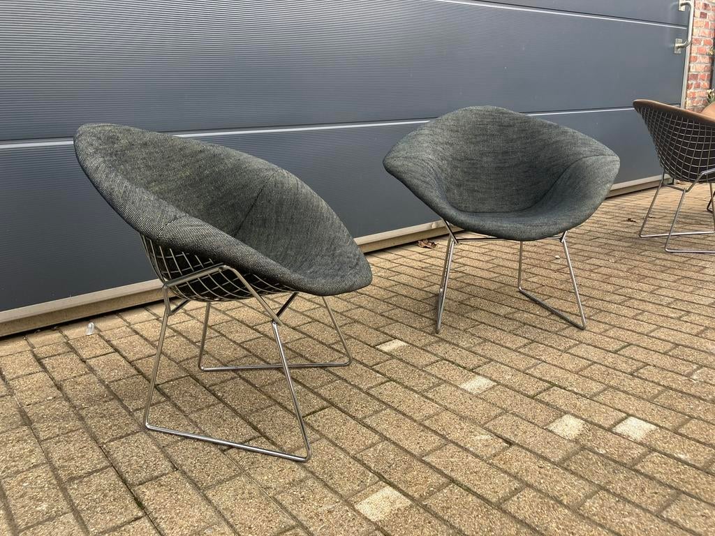 2x Originele Knoll Bertoia Diamond chairs, Ophalen of Verzenden, Gebruikt, Stof, Togo mah jong vitra cassina b&b italia sede artifort leolux edra
