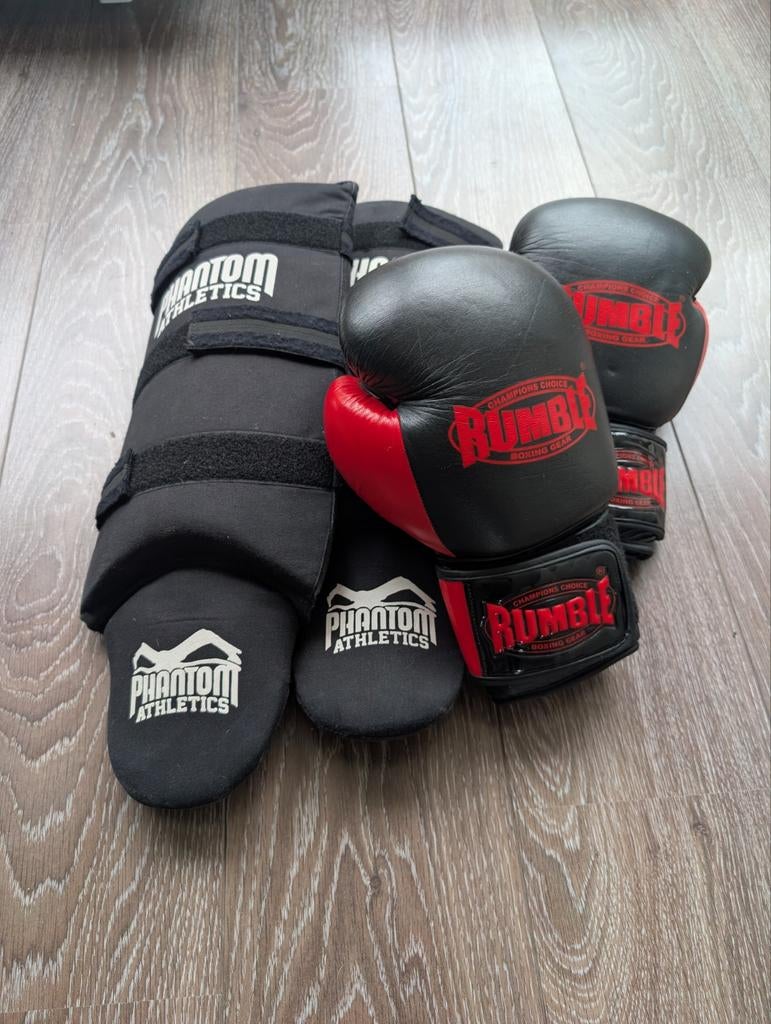 Bokshandschoenen Rumble en scheenbeschermers, Ophalen, Overige, Vechtsportbescherming, Maat L