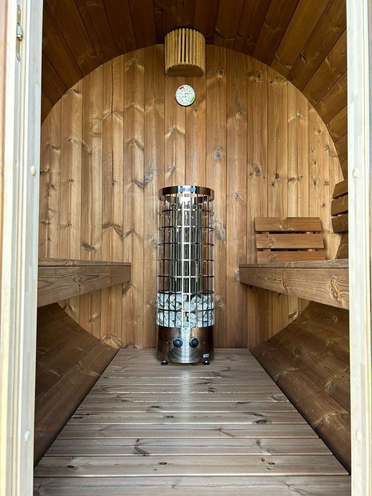 Thermohout barrelsauna, buitensauna, gemonteerde levering, Sport en Fitness, Sauna, Ophalen, Fins of Traditioneel, Kostedeweg 7 Vorden
