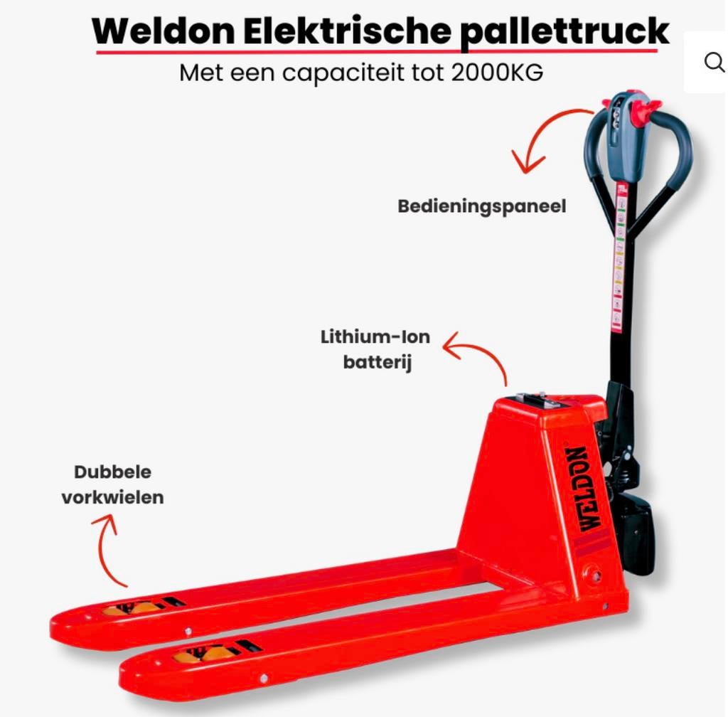 WELDON ELEKTRISCHE POMPWAGEN WPE2000KG MET GARANTIE NIEUW!, Doe-het-zelf en Verbouw, Palletwagens en Pompwagens, Nieuw, Ophalen