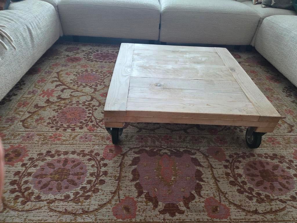 Salontafel steigerhout zelfgemaakt, Huis en Inrichting, Tafels | Salontafels, Ophalen, 50 tot 100 cm, Vierkant, 50 tot 100 cm