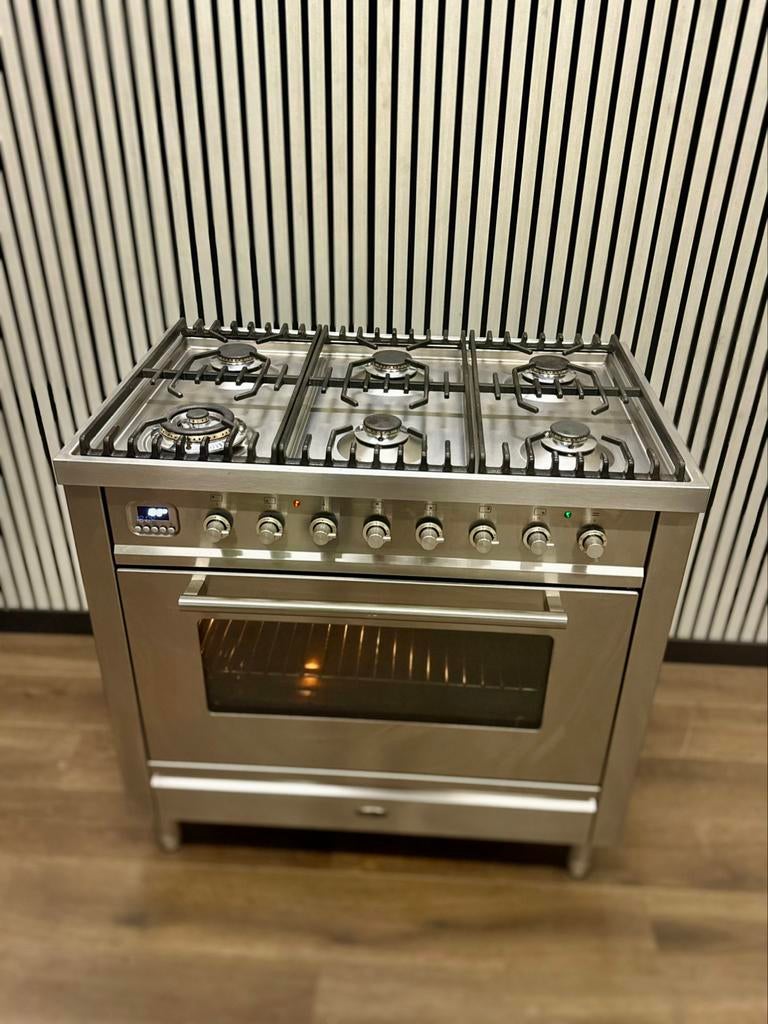 Luxe Boretti Fornuis 6 pits Multifunctioneel 300 C 90 cm, Witgoed en Apparatuur, Fornuizen, Fornello Esperta, Grill, Ophalen of Verzenden