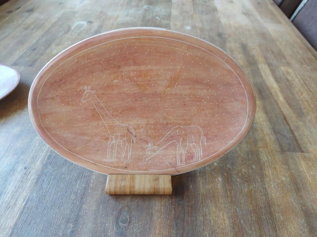 2 authentieke spekstenen sierborden uit Afrika, Antiek en Kunst, Kunst | Overige Kunst, Ophalen of Verzenden