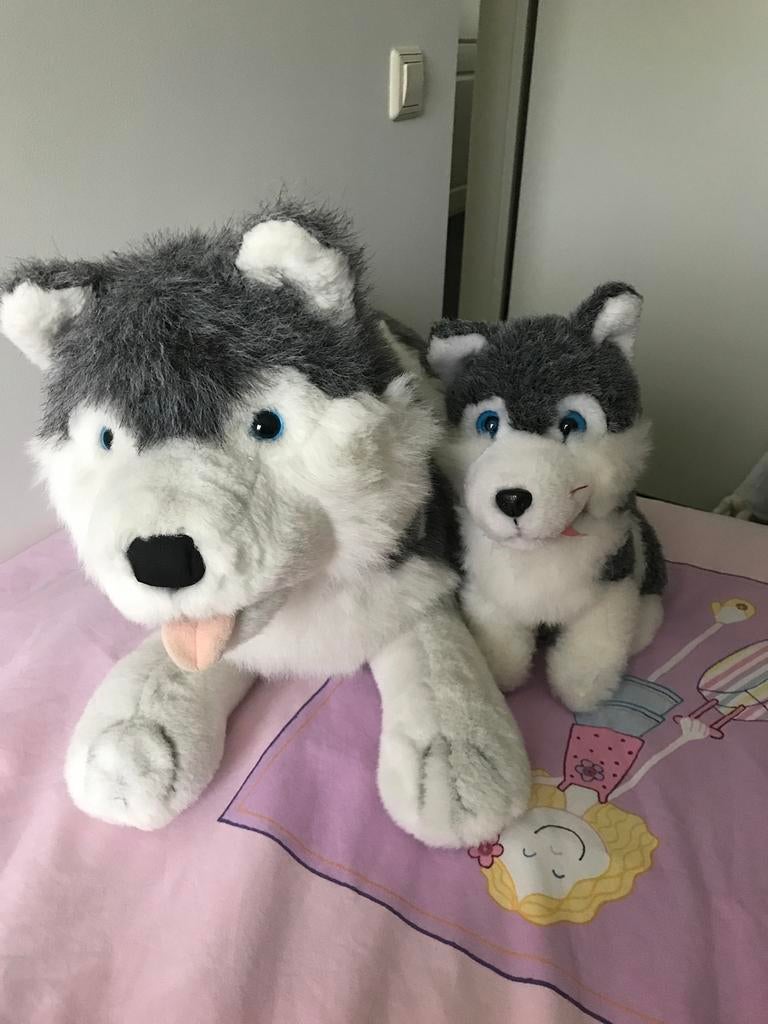 2 Husky honden knuffels, Verzenden, Zo goed als nieuw, Hond