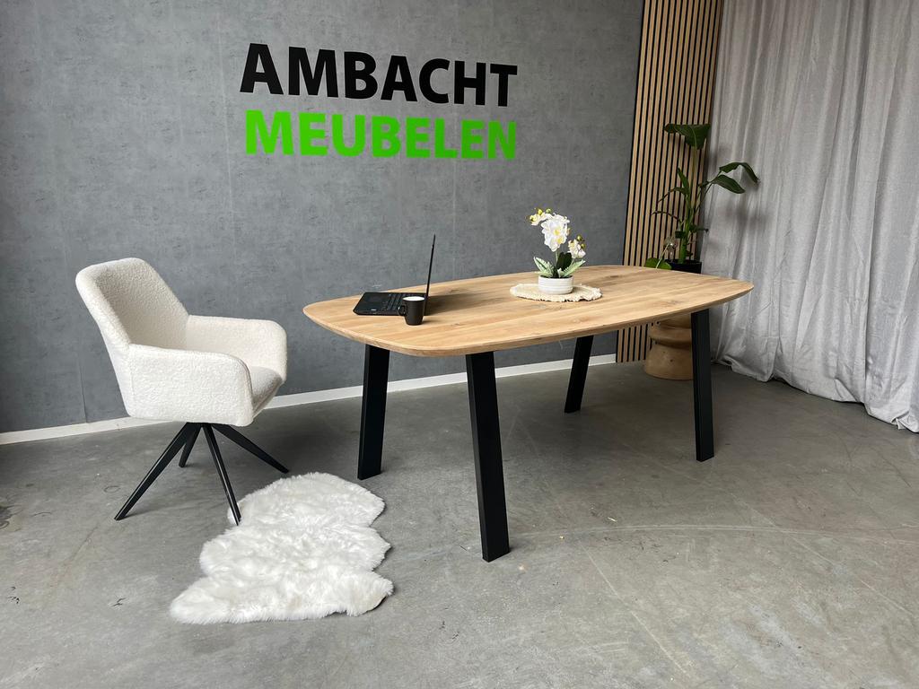Massief eiken deens ovale tafel Eettafels 1 WEEK IN HUIS, Huis en Inrichting, 50 tot 100 cm, Eikenhout, Nieuw, Ophalen of Verzenden
