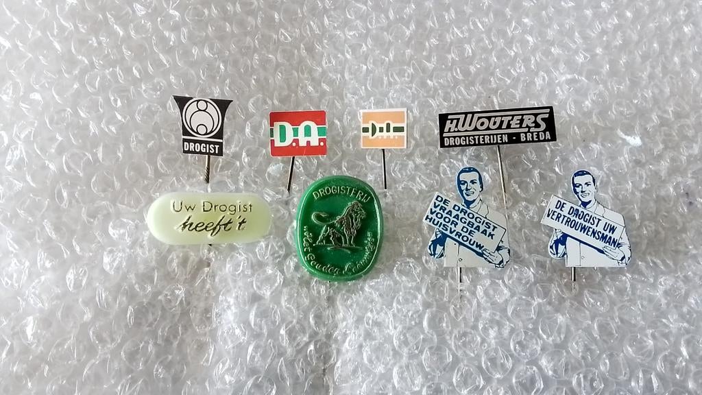 8 verschillende speldjes drogisterijen, Ophalen of Verzenden, Zo goed als nieuw, Overige onderwerpen