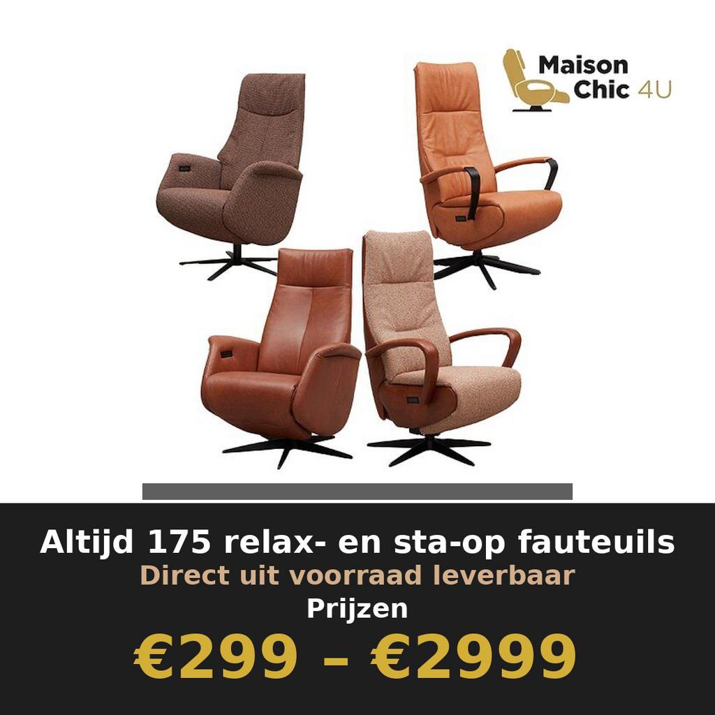 Veel voorraad veel voordeel! Prachtige staop- relaxfauteuils, Huis en Inrichting, Fauteuils, Ophalen, Leer, Nieuw, 75 tot 100 cm