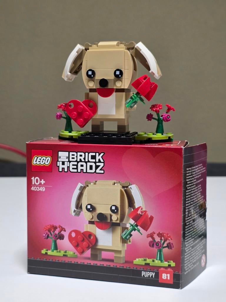 Lego 40349 BrickHeadz Valentijns Puppy - Compleet, Ophalen of Verzenden, Zo goed als nieuw, Complete set, Lego