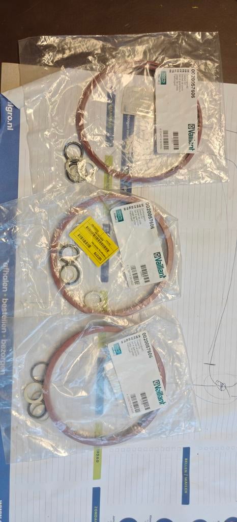 Vaillant pakking set 3 maal, Minder dan 30 cm, Cv-ketel of Combi-ketel, Nieuw, Minder dan 60 cm
