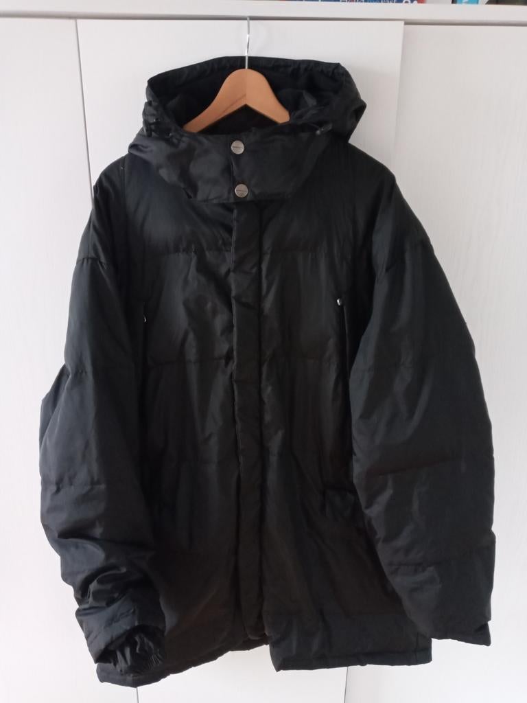 Mt.56 luxe jas zwart dubbel sluiting mouw capuchon 5 zakken, Zwart, Maat 56/58 (XL), Ophalen of Verzenden, Zo goed als nieuw