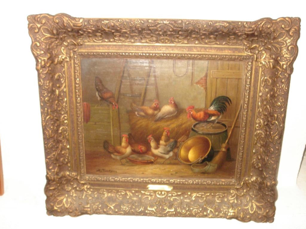 Hermanus van Tankeren (1900 - 1980), In the barn -  chickens, Ophalen of Verzenden