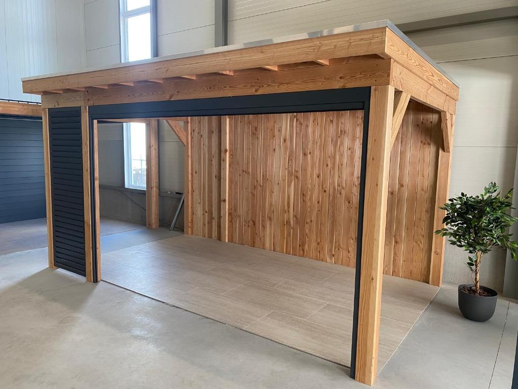 Houten overkapping - Douglas  SHOWROOMMODELLEN AANBIEDINGEN!, Tuin en Terras, Overkappingen, Zo goed als nieuw, Veranda, Ophalen of Verzenden