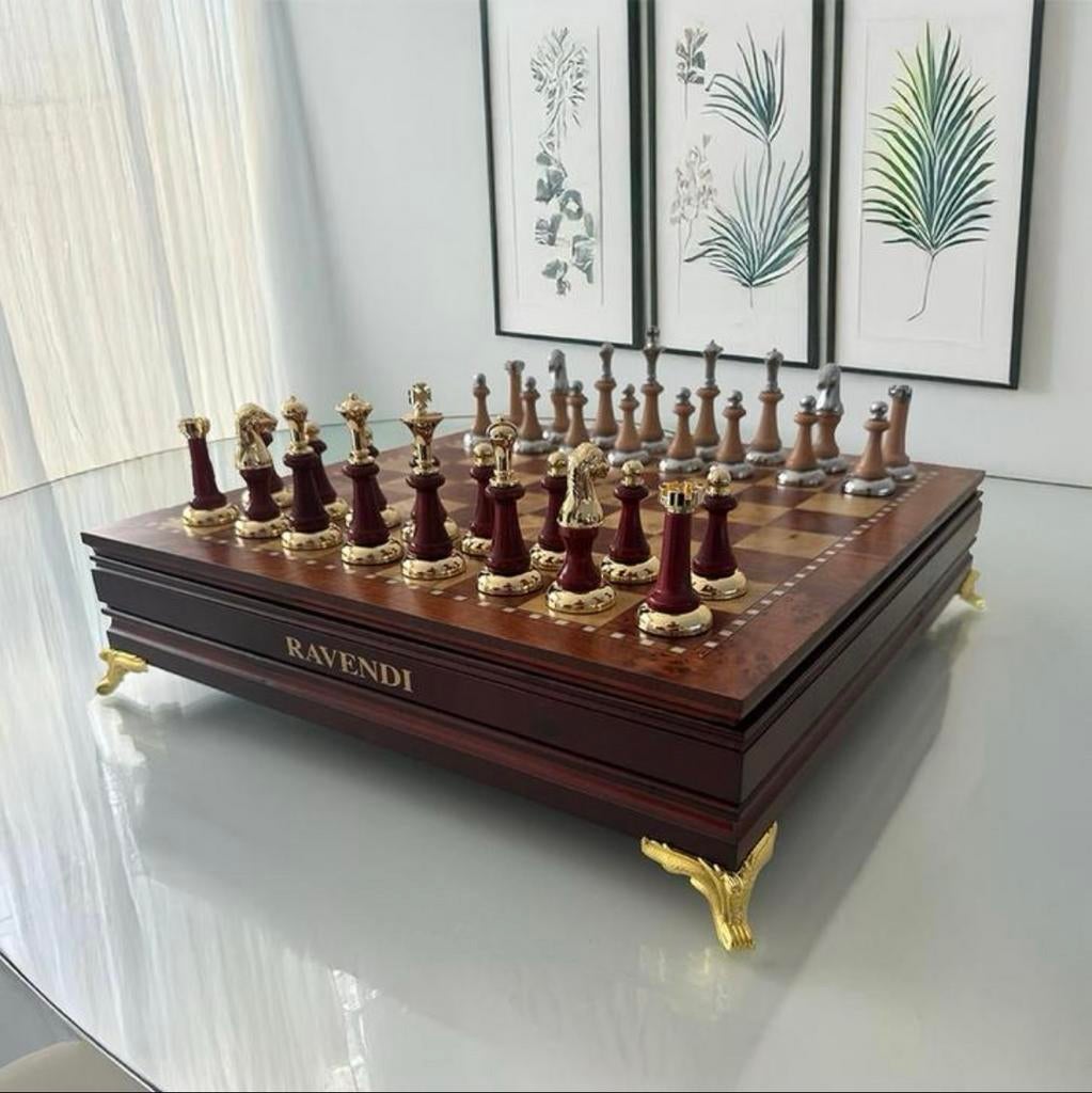 Ravendi Handgemaakte Luxe Houten Schaakbord Schaakspel, Hobby en Vrije tijd, Gezelschapsspellen | Bordspellen, Een of twee spelers