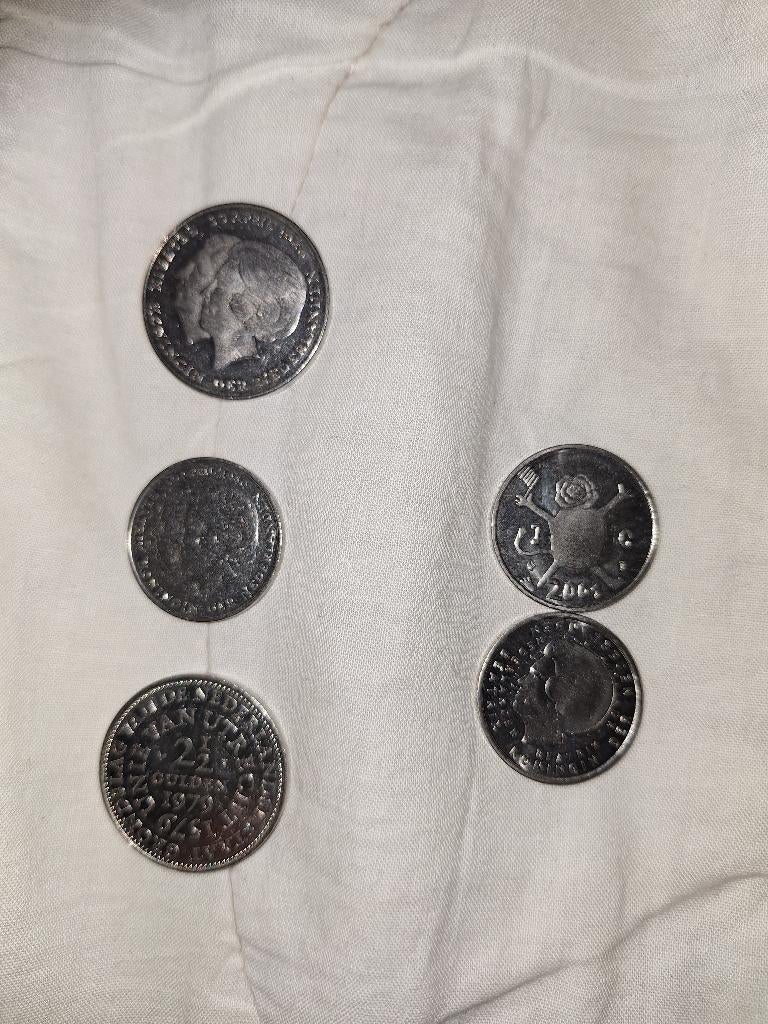 Dubbele kop guldens, munten van 5 gulden, etc, Ophalen of Verzenden, Koningin Juliana, Overige waardes, Losse munt