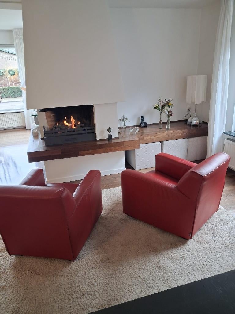 2 Arketipo design fauteuil – Italiaans – leder, Ophalen, Gebruikt, 75 tot 100 cm, Leer