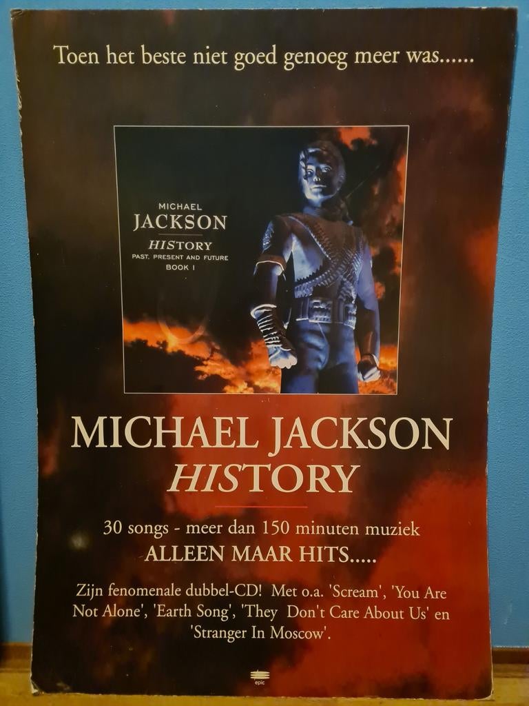 Michael Jackson HIStory reclame bord (Groot), Verzamelen, Muziek, Artiesten en Beroemdheden, Ophalen, Poster, Artwork of Schilderij