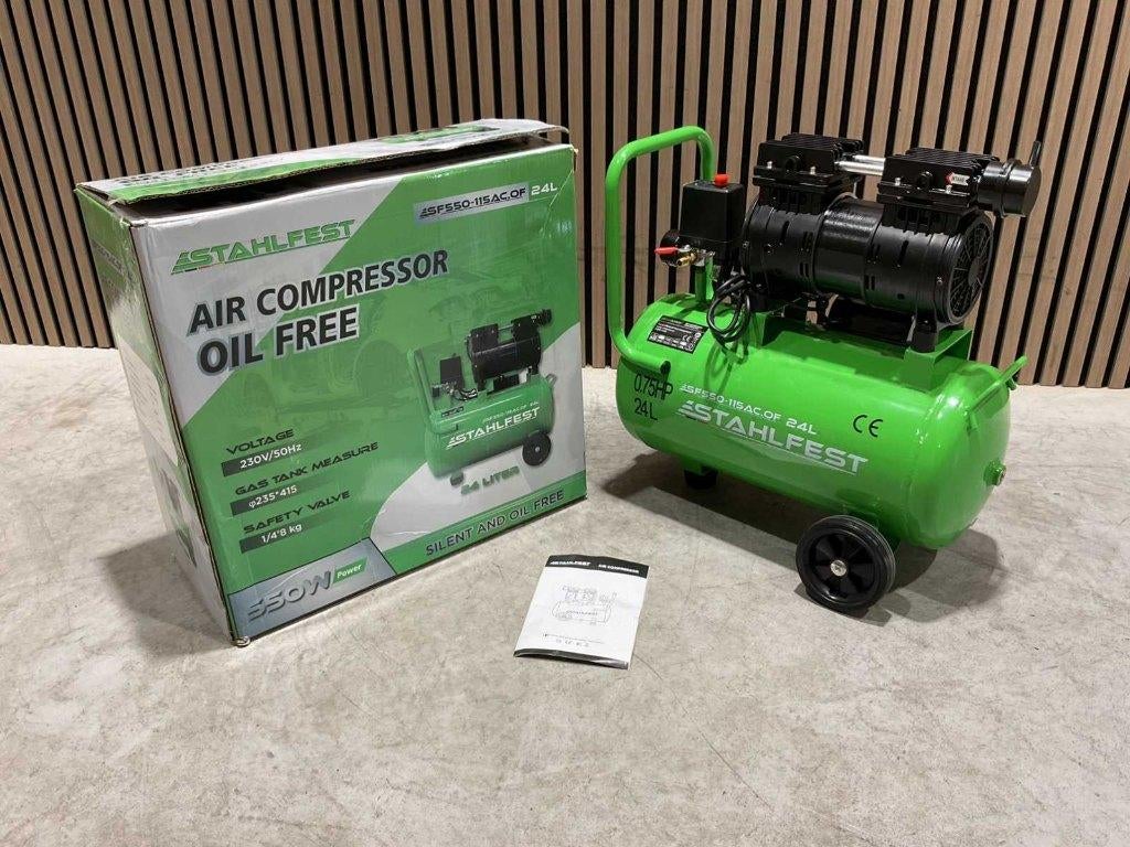 Stahlfest 24L Olievrije compressor nieuw in doos ‼️, Ophalen, 6 tot 10 bar, Nieuw, Minder dan 200 liter/min