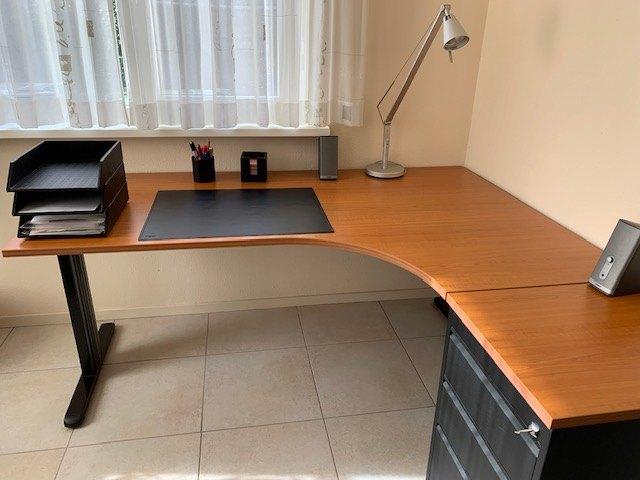 wingtafel bureau hoektafel container ladekast, Ophalen, Zo goed als nieuw