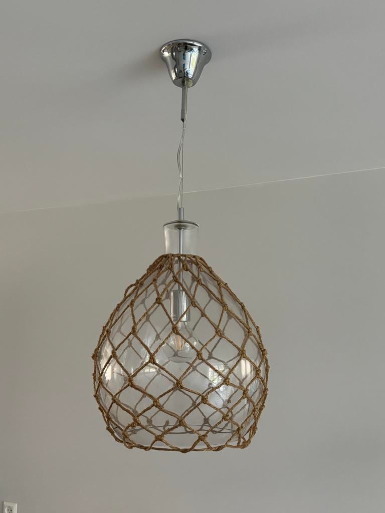 Mooie glazen Hanglamp met Touw - Westwing, Huis en Inrichting, Lampen | Hanglampen, Ophalen, Zo goed als nieuw, Glas, Minder dan 50 cm
