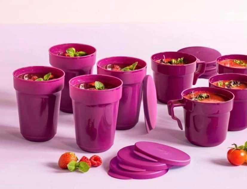 Tupperware Aloha Beker Paars - Ideaal voor Onderweg!, Ophalen of Verzenden, Nieuw, Paars, Beker of Kan