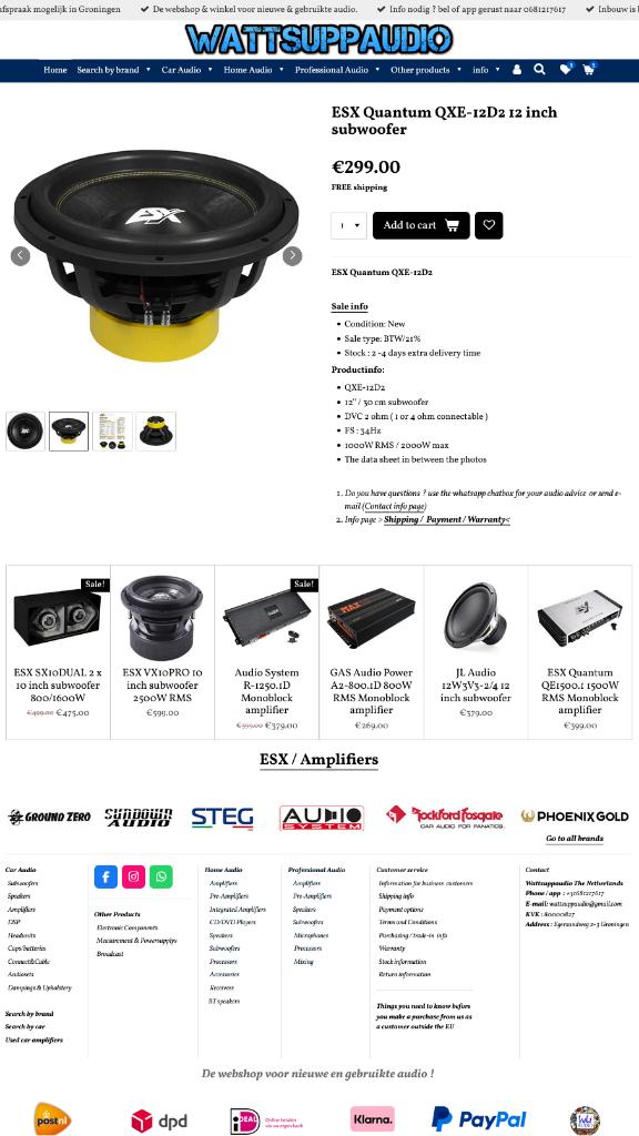 ESX Quantum QXE-12D2 12 inch subwoofer, Auto diversen, Autospeakers, Audio Design, Nieuw, Am Breilingsweg 3, 76709 Kronau, Duitsland