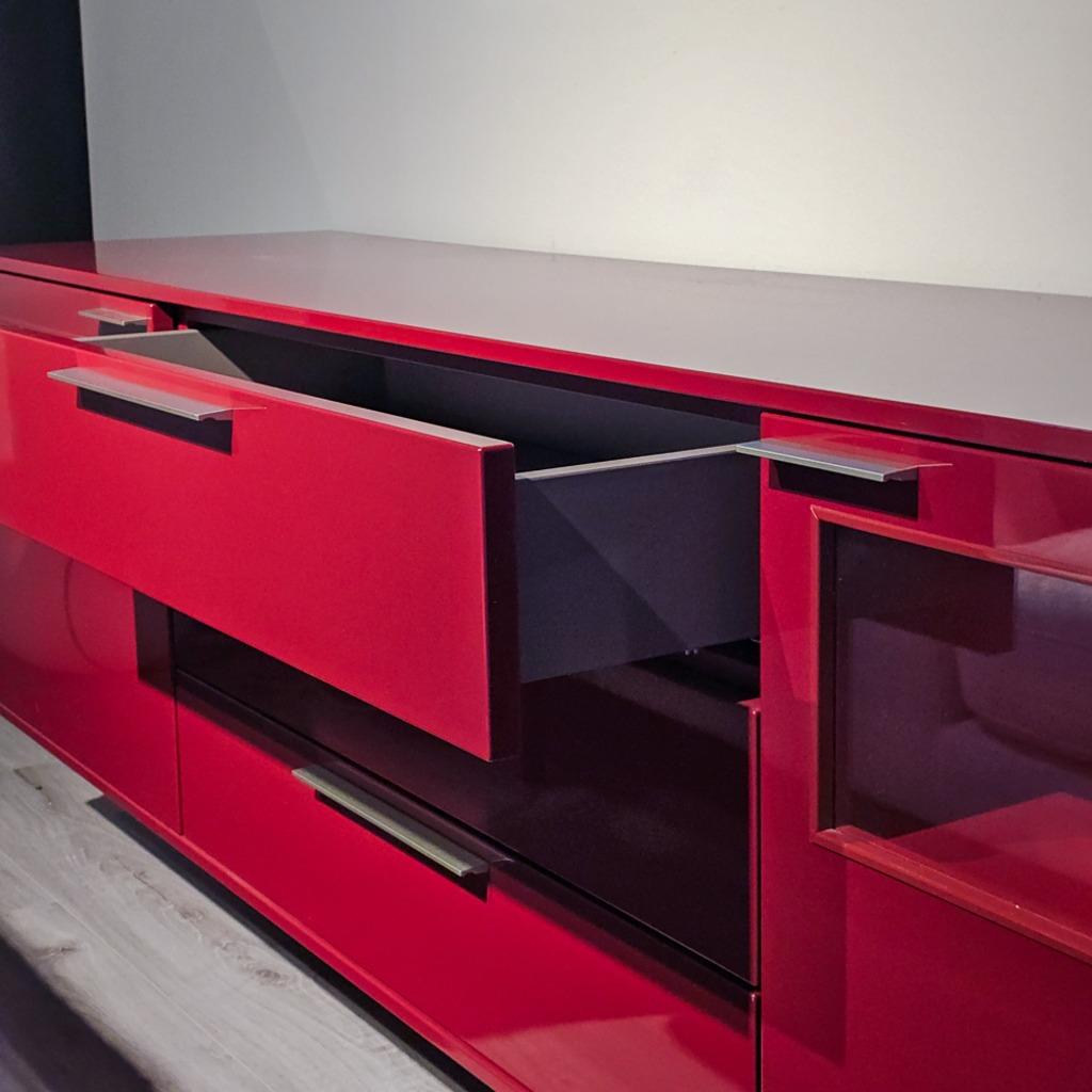 Musterring Dressoir Kara Rood Hoogglans, Ophalen, Met lade(s), Nieuw, 200 cm of meer