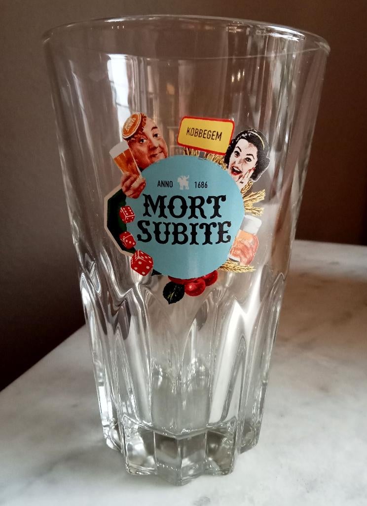 6 Nieuwe Mort Subite Bierglazen 25 cl, Ophalen of Verzenden, Nieuw, Glas of Glazen, Overige merken