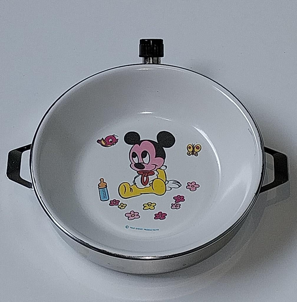 Disney; Mickey Mouse warmhoudbordje jaren '70, Verzamelen, Disney, Gebruikt, Servies, Mickey Mouse, Ophalen of Verzenden
