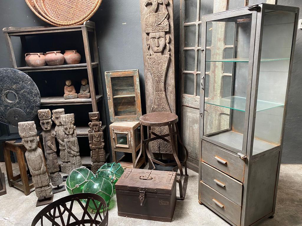 Industriële landelijke Salontafel bijzettafel kruik kast oud, Nieuw, Ophalen of Verzenden, Metaal, Minder dan 50 cm
