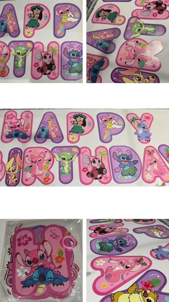 Stitch happy birthday banner/slinger Stitch thema versiering, Hobby en Vrije tijd, Feestartikelen, Ophalen of Verzenden, Nieuw
