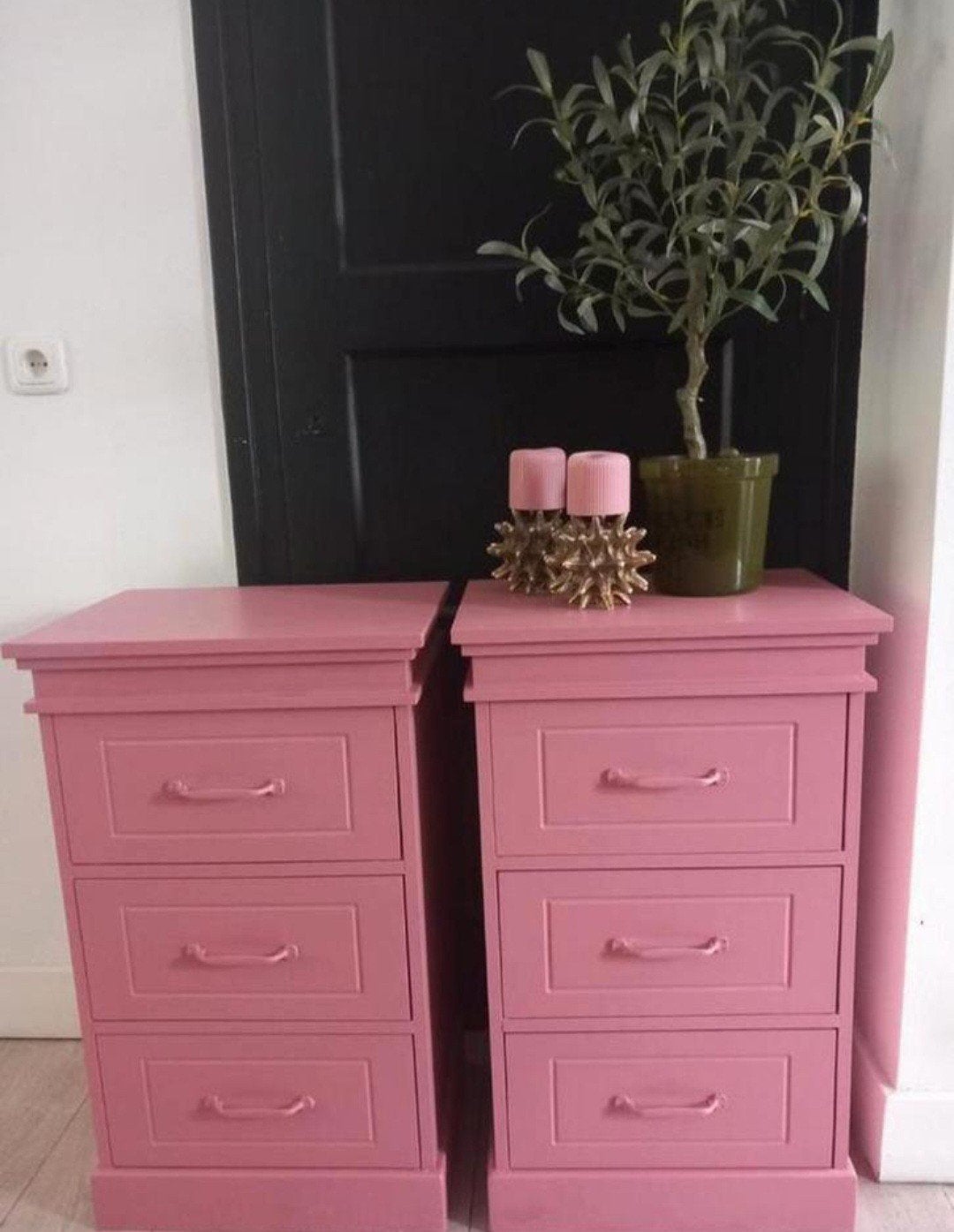 2 gerestyled ladenkasten terra roze, Ophalen, 25 tot 50 cm, 50 tot 100 cm, Minder dan 100 cm
