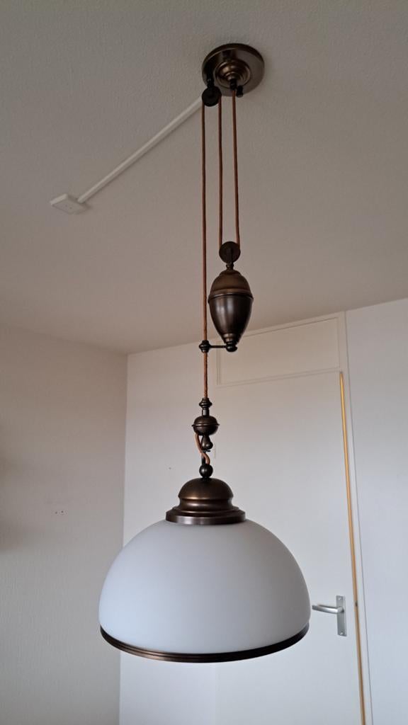 Vintage lamp met contragewicht., Huis en Inrichting, Lampen | Hanglampen, Ophalen