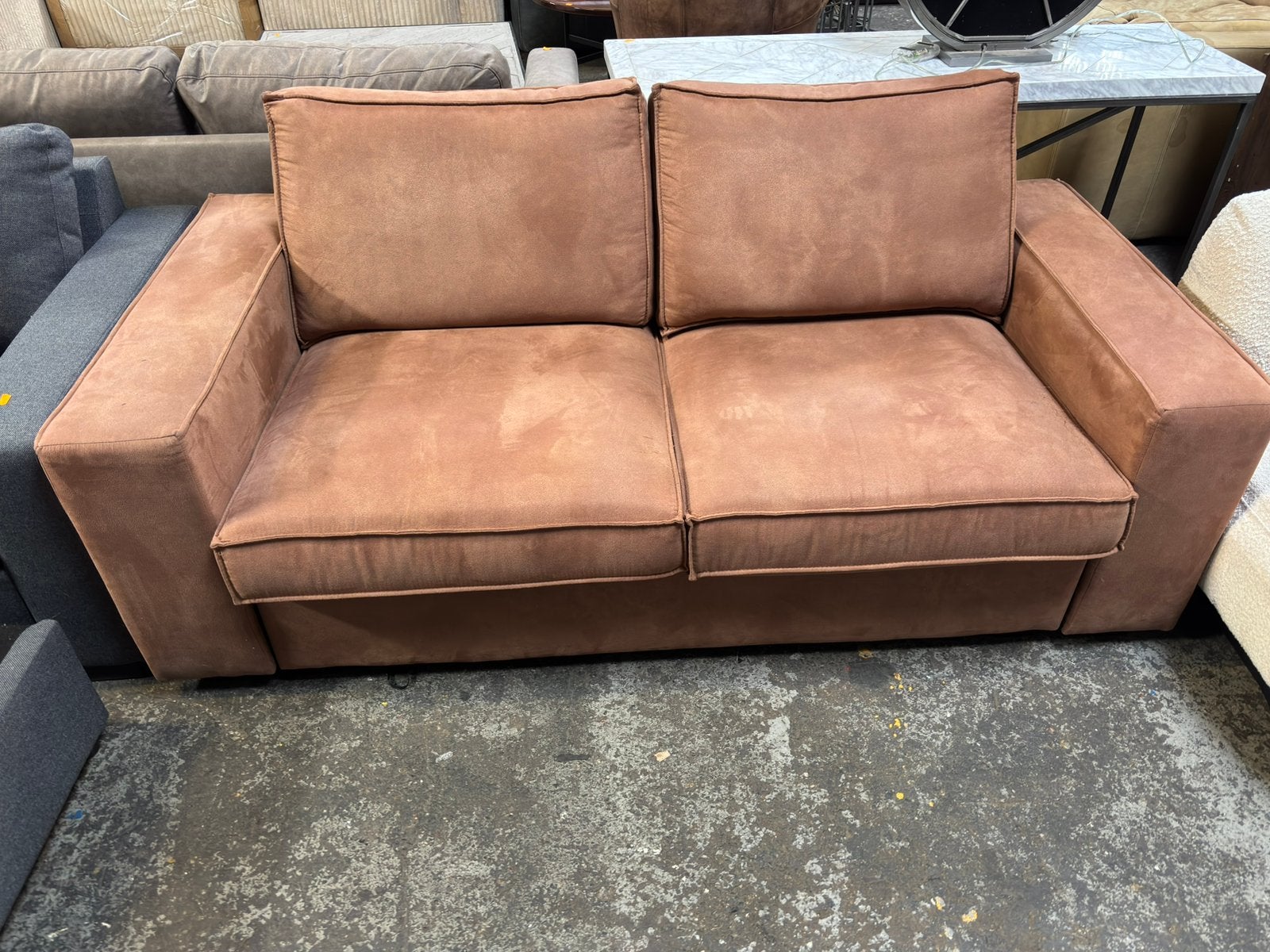 Cognac 2-zits bank B200 L90, Roxxz design, 75 tot 100 cm, Ophalen of Verzenden, Zo goed als nieuw