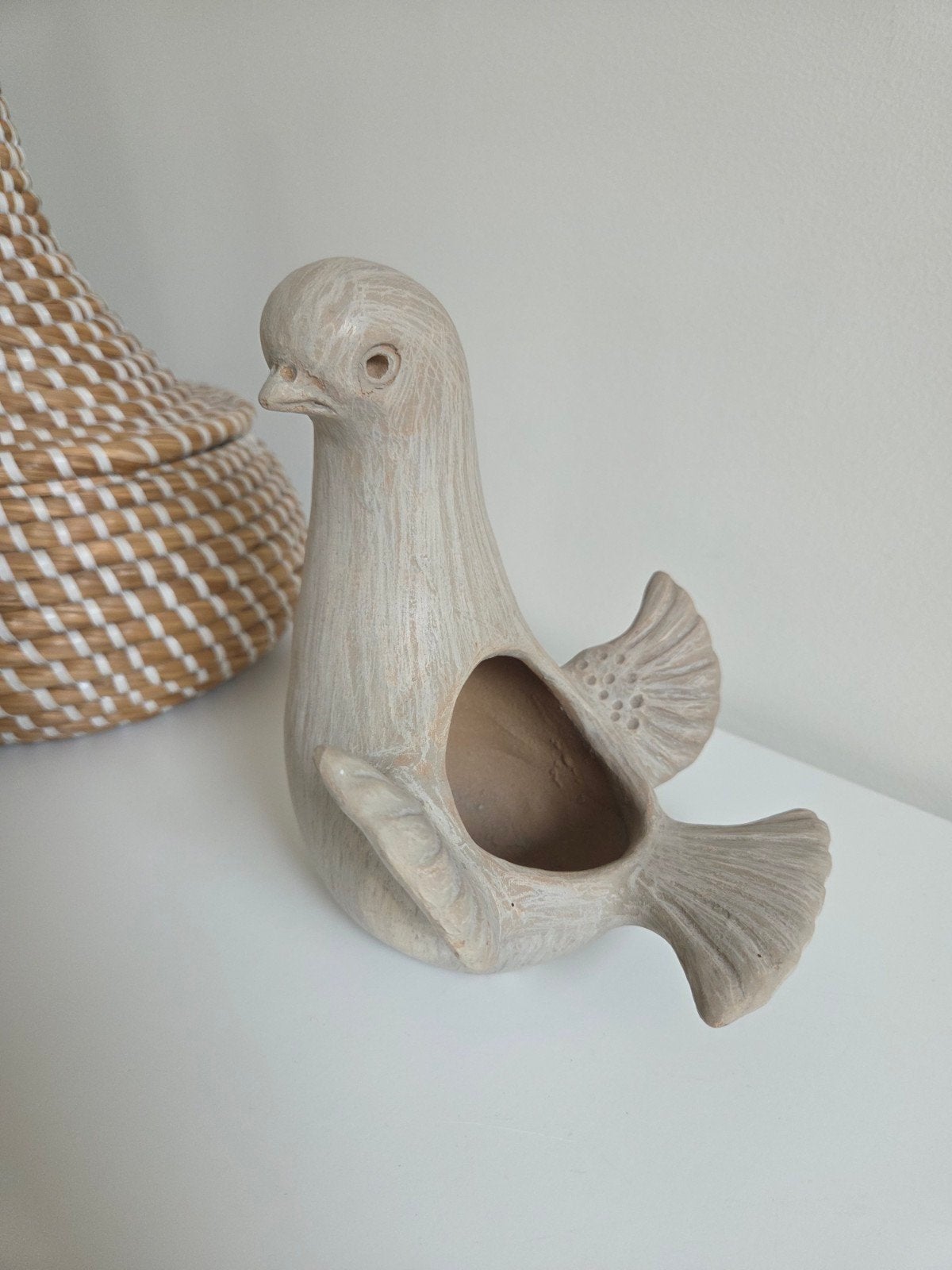 Decoratieve duif plantenhouder/potje., Tuin en Terras, Overige materialen, Rond, Ophalen of Verzenden, Zo goed als nieuw
